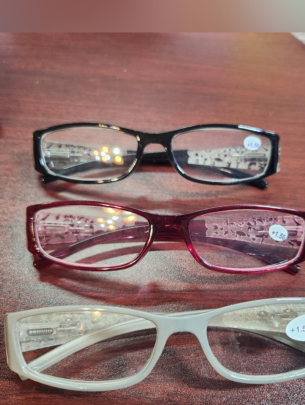 3 Pair Women's Reading Glasses. All New. + 1.50